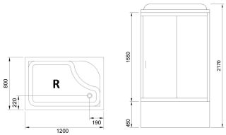 Душевая кабина Royal Bath BP правая стекло прозрачное 120x80см RB8120BP2-T-R